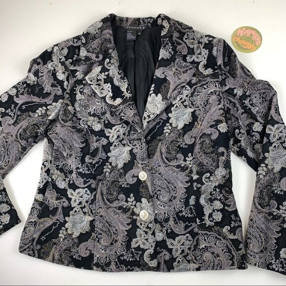 Spanner I Black Velvet I Paisley Print I Jacket  Blazer - Picture 7 of 10